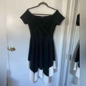Black and white off shoulder dress